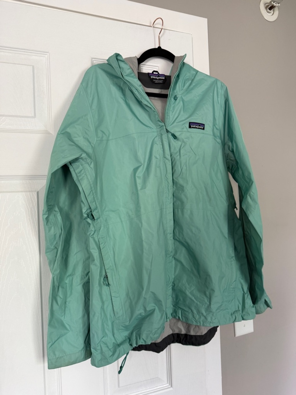Patagonia Teal Green Windbreaker Rain Zip Up Hoodie Jacket Outdoor Camping - Picture 4 of 8